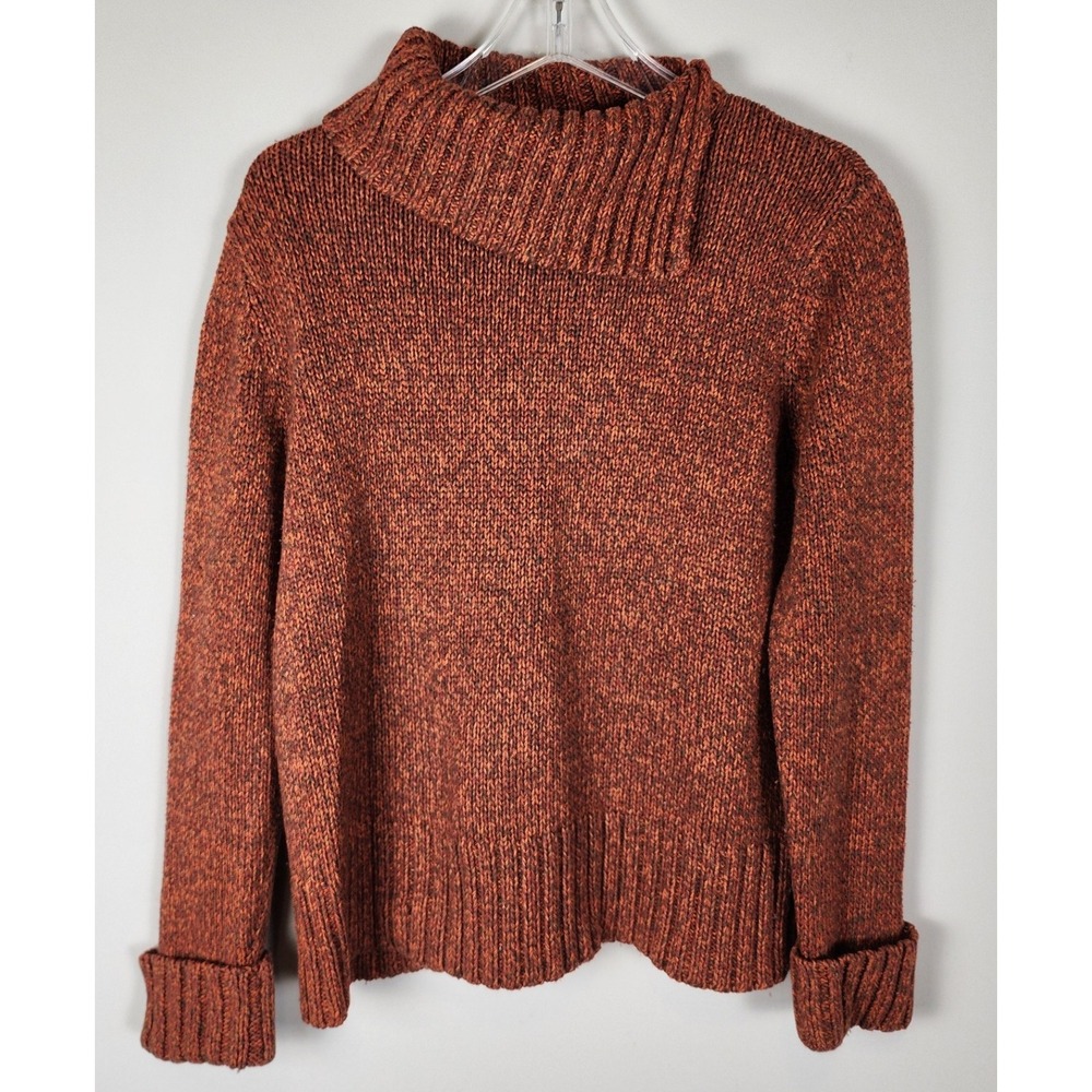 Westbound Womens M Orange Brown Knit Funnel‎ Neck Long Sleeve Sweater Fall Fest